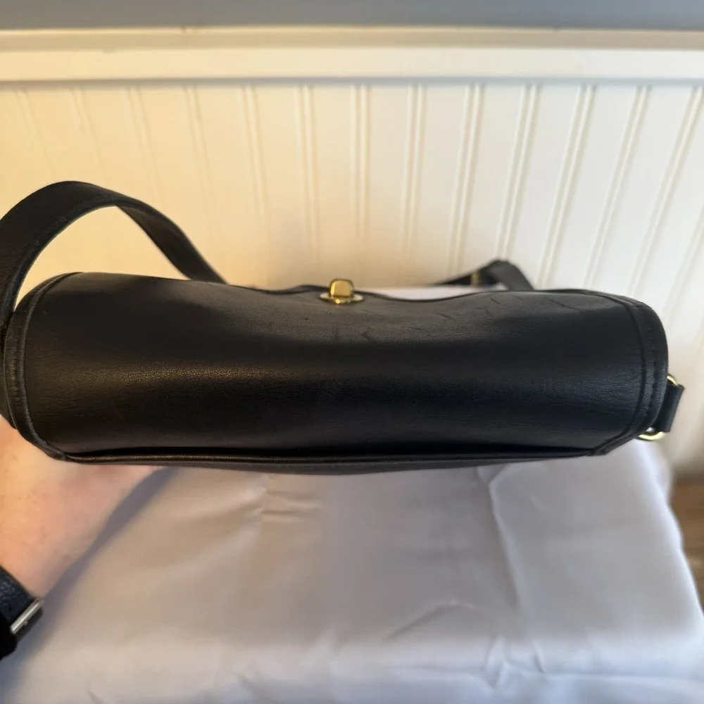 Vintage Coach Shelton Black Leather Shoulder Crossbody Bag Purse #9917
